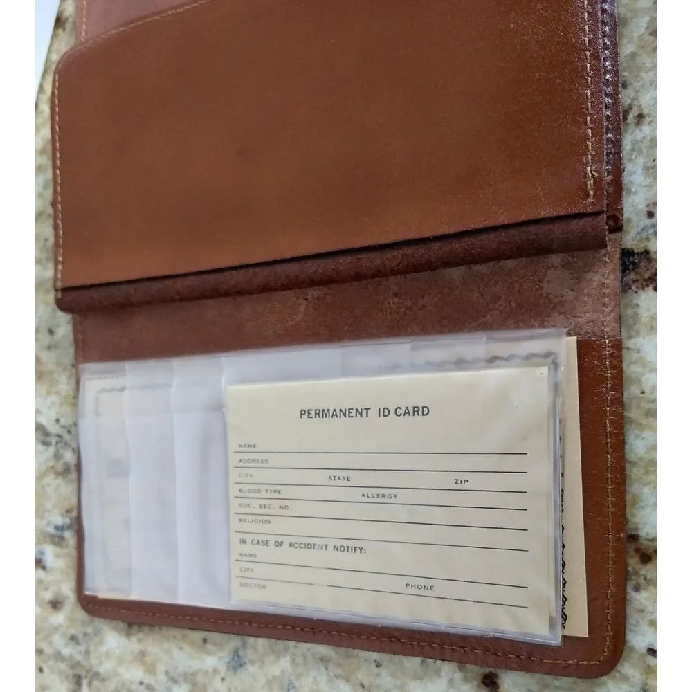 SWIB Top Grain Leather Check Book Wallet Clutch Rustic Snap Close USA Vintage‎
